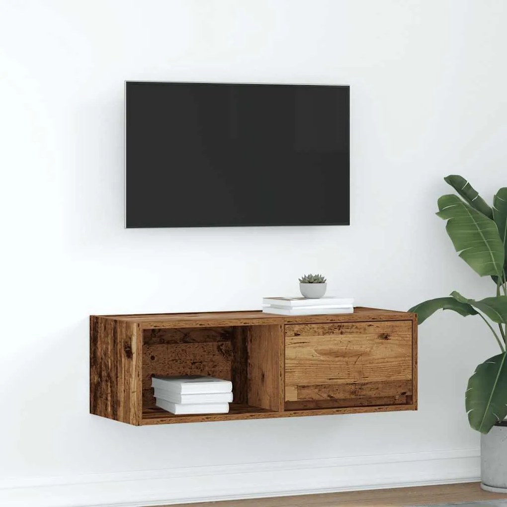 antik fa színű szerelt fa TV-szekrény 80x31x25,5 cm