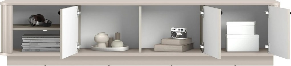 Vesper 3D TV-szekrény 187 cm lábazattal - kasmír / fekete fogantyúk