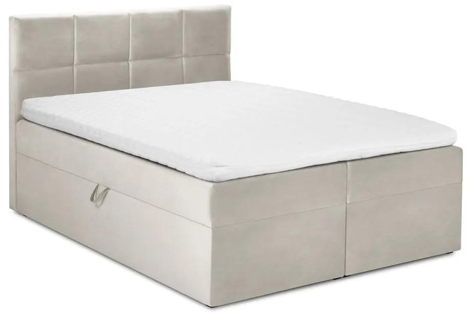 Mimicry bézs bársony kétszemélyes ágy, 200 x 200 cm - Mazzini Beds