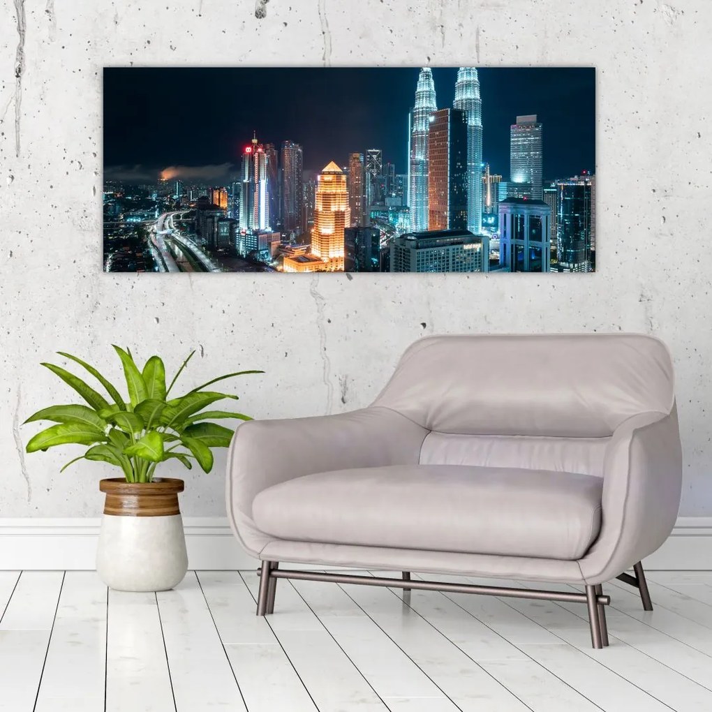 Kép - Éjszaka Kuala Lumpurban (120x50 cm)