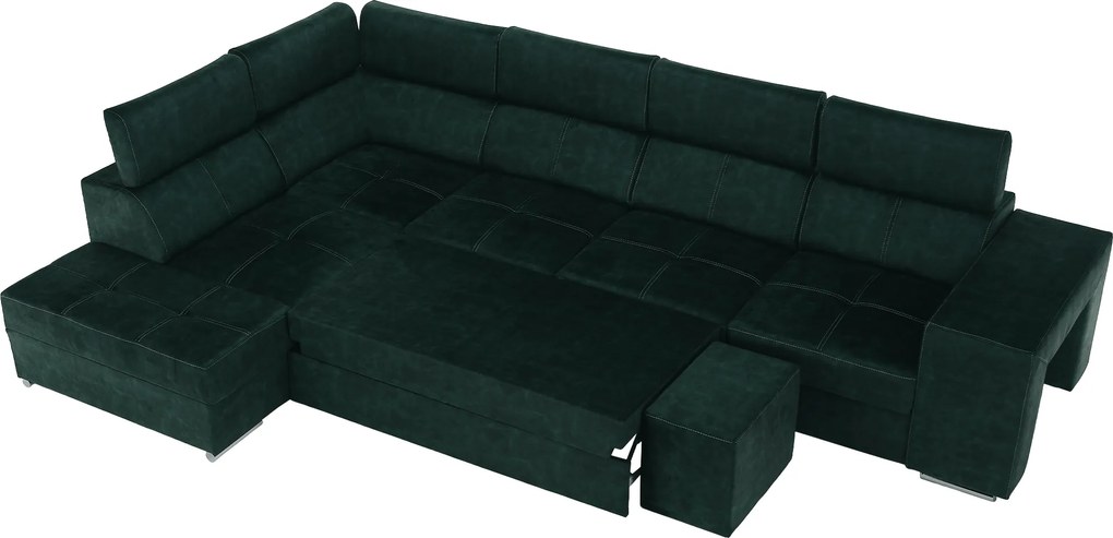 Ülőgarnitúra, smaragdzöld, balos, MALAGA BIG