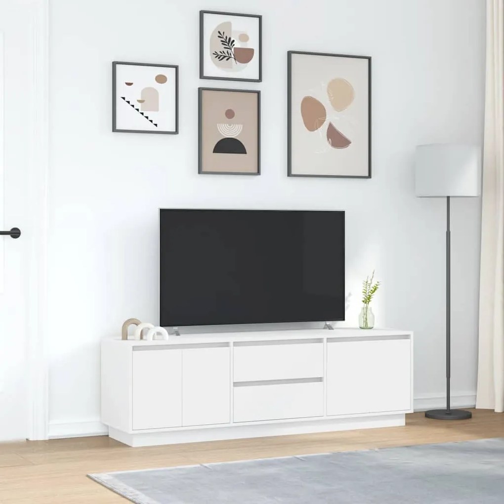 fehér TV-szekrény LED-lámpákkal 160,5x41x50 cm