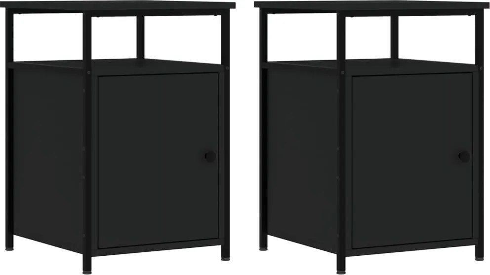 vidaXL 2 db fekete szerelt fa éjjeliszekrény 40 x 42 x 60 cm