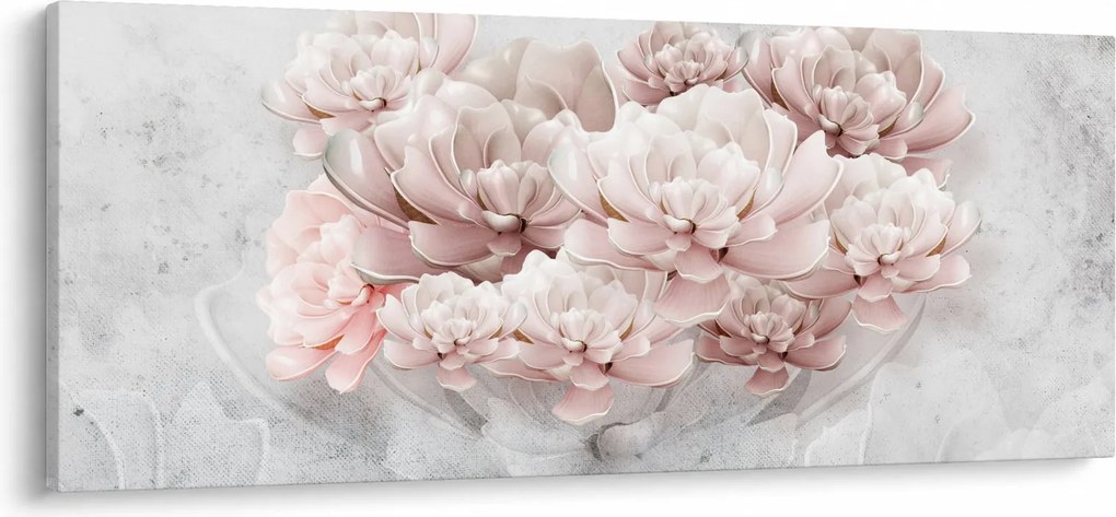 Kép - Rózsaszín virágok a falon (120x50 cm)