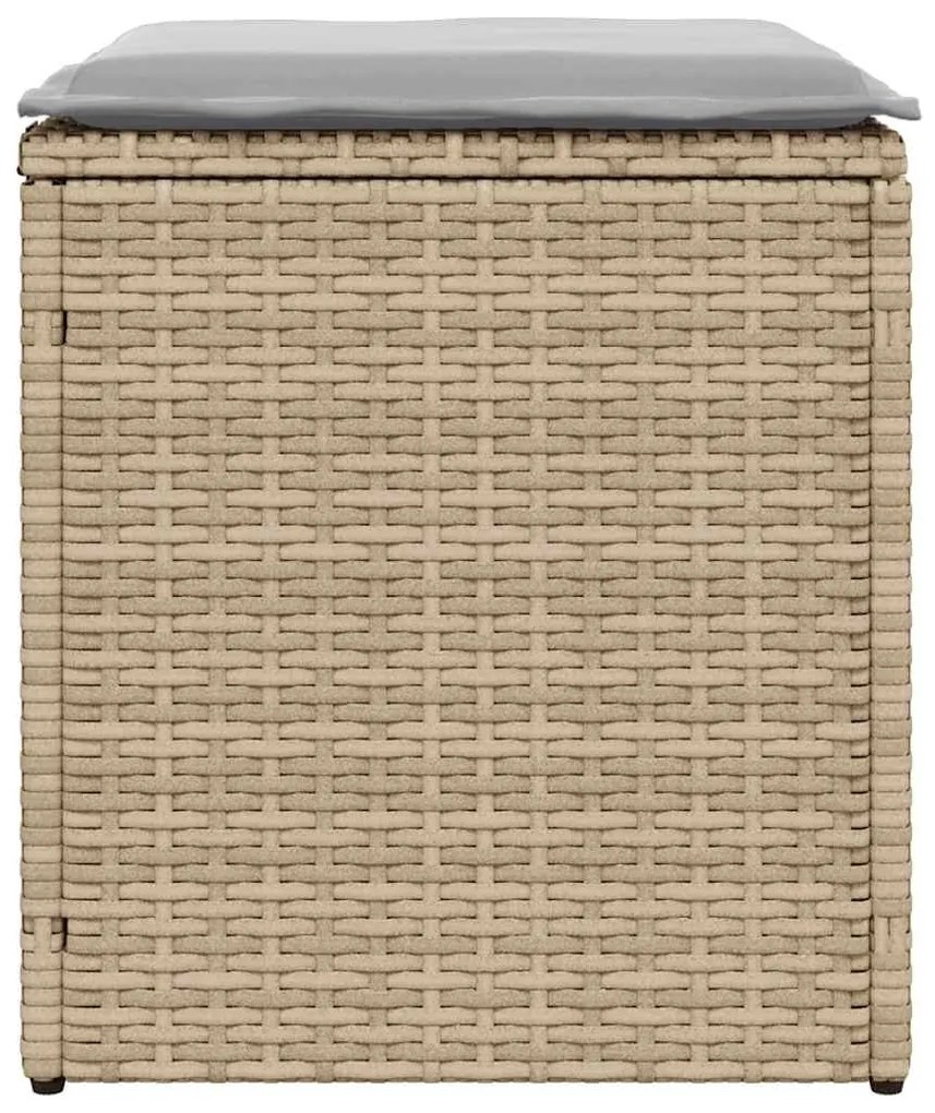 2 db bézs polyrattan kerti szék párnával 40x40x43 cm