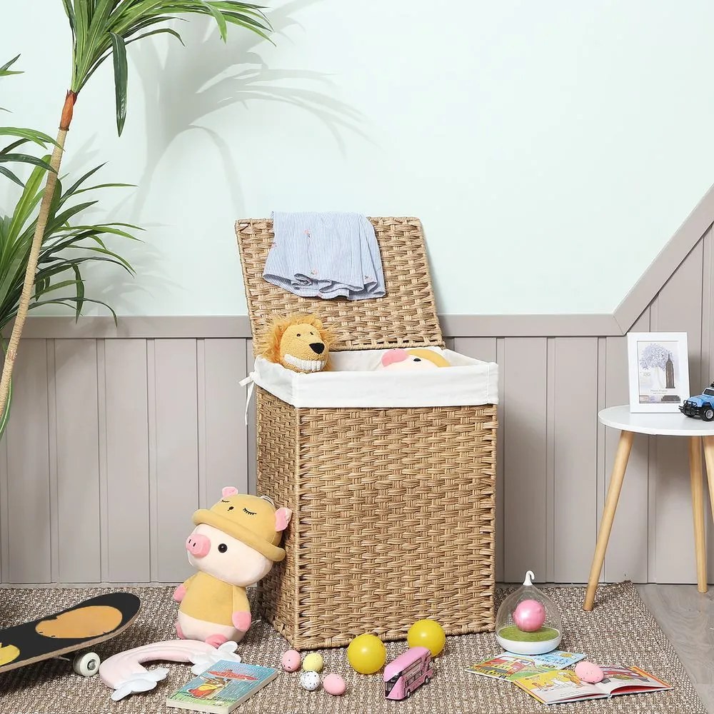 AVA műrattan ruháskosár, 90l, természetes barna SongmicsHome