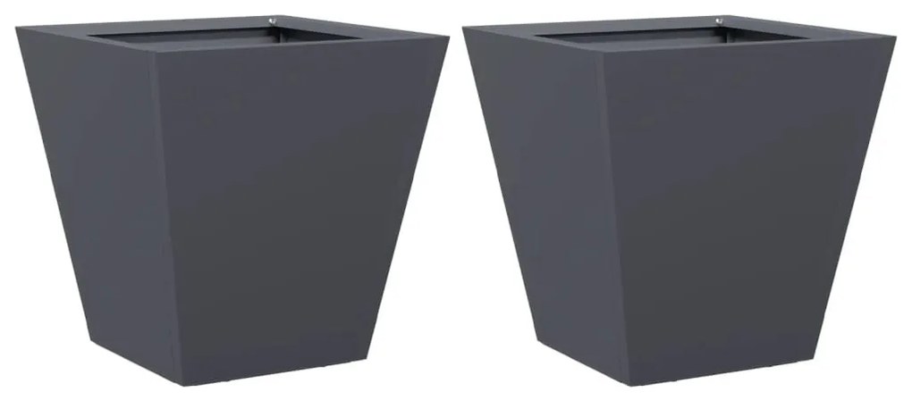 2 db antracitszürke acél kerti növénytartó 30 x 30 x 30 cm
