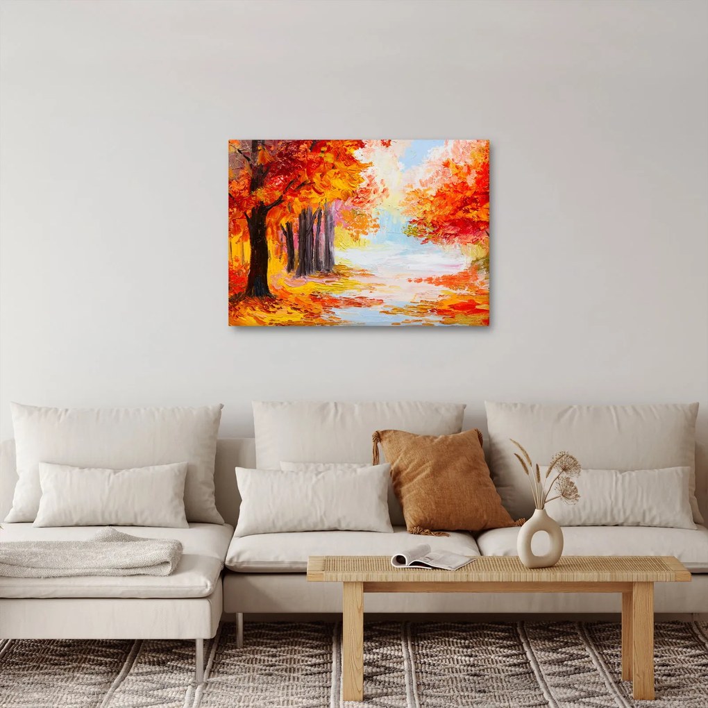 Kép - olajfestmény, színes ősz (70x50 cm)