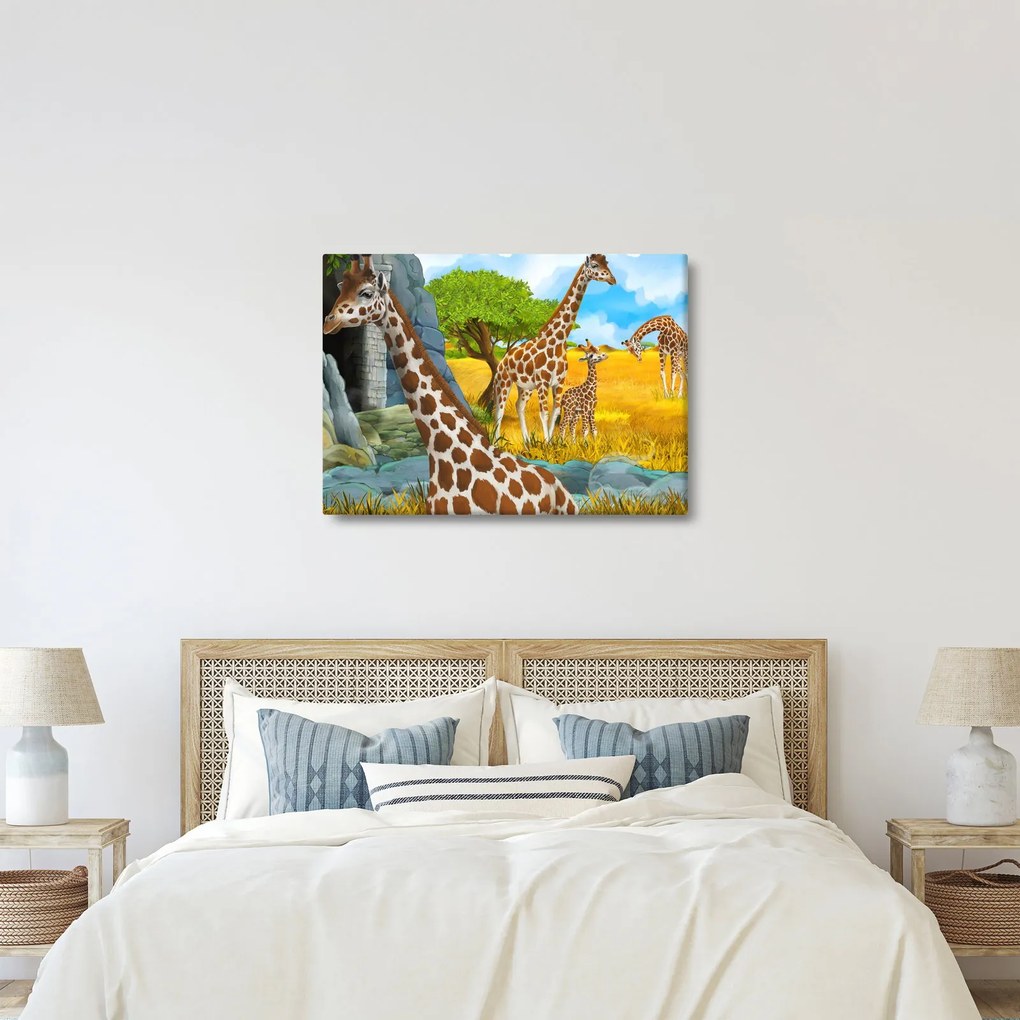 Kép - zsiráf család (70x50 cm)