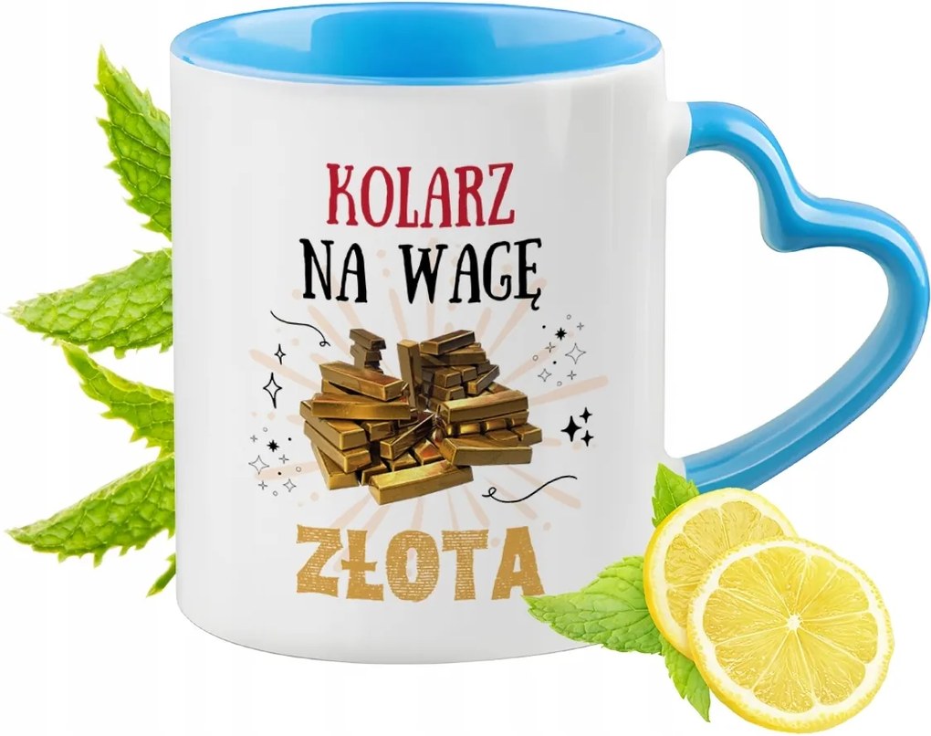 Kék bögre szív alakú füllel kerékpárosoknak Ideális ajándék