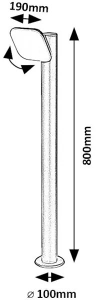 Rabalux 77060 - LED Kültéri lámpa ODIEL LED/12W/230V IP44 80 cm fekete