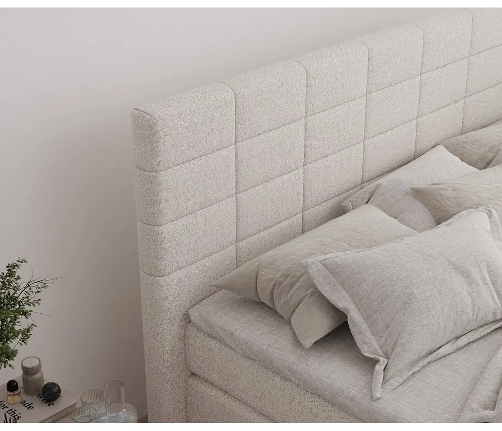 Bézs ágyneműtartós boxspring ágy 140x200 cm Ava – Maison de Rêve