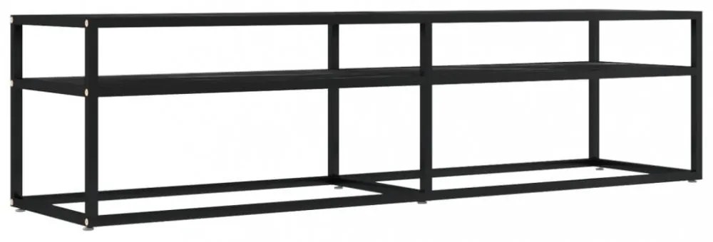 fekete márvány színű edzett üveg TV-szekrény 160x40x40,5 cm