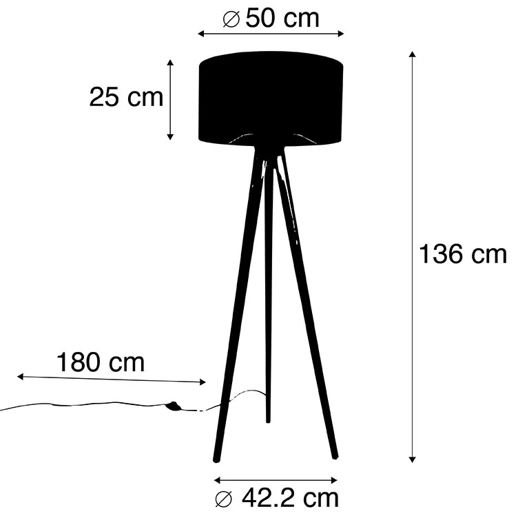 Állólámpa állvány fekete árnyékolóval fehér 50 cm - Tripod Classic