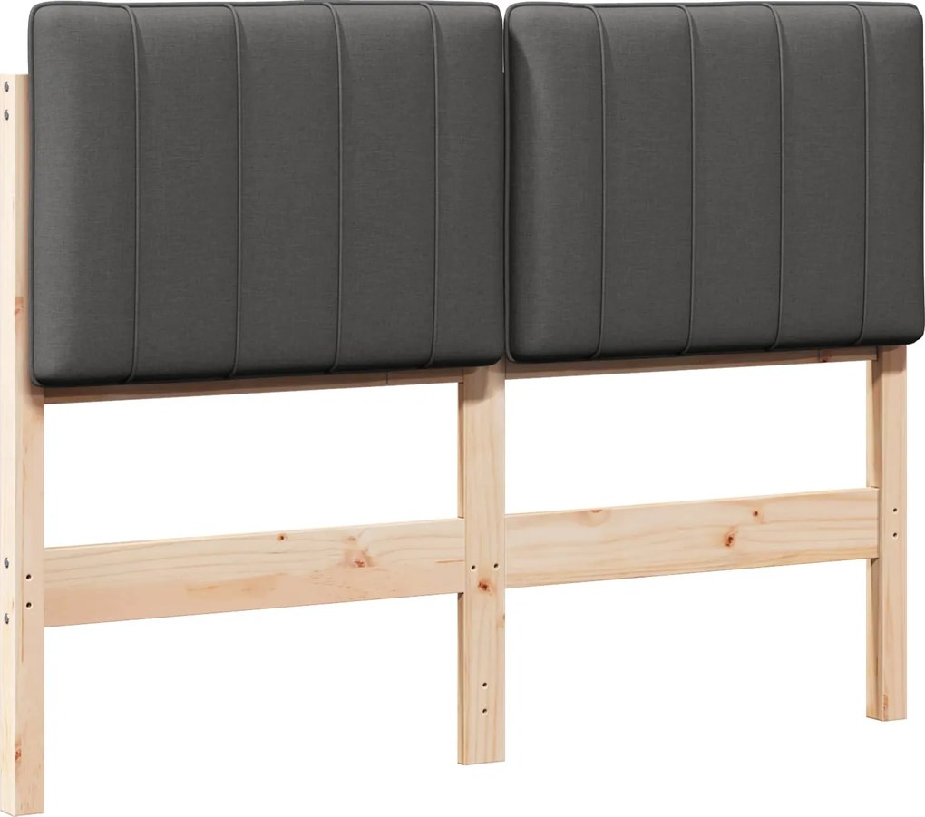 vidaXL Kárpitozott fejtámla Barna és sötétszürke 120 cm Tömör fenyőfa