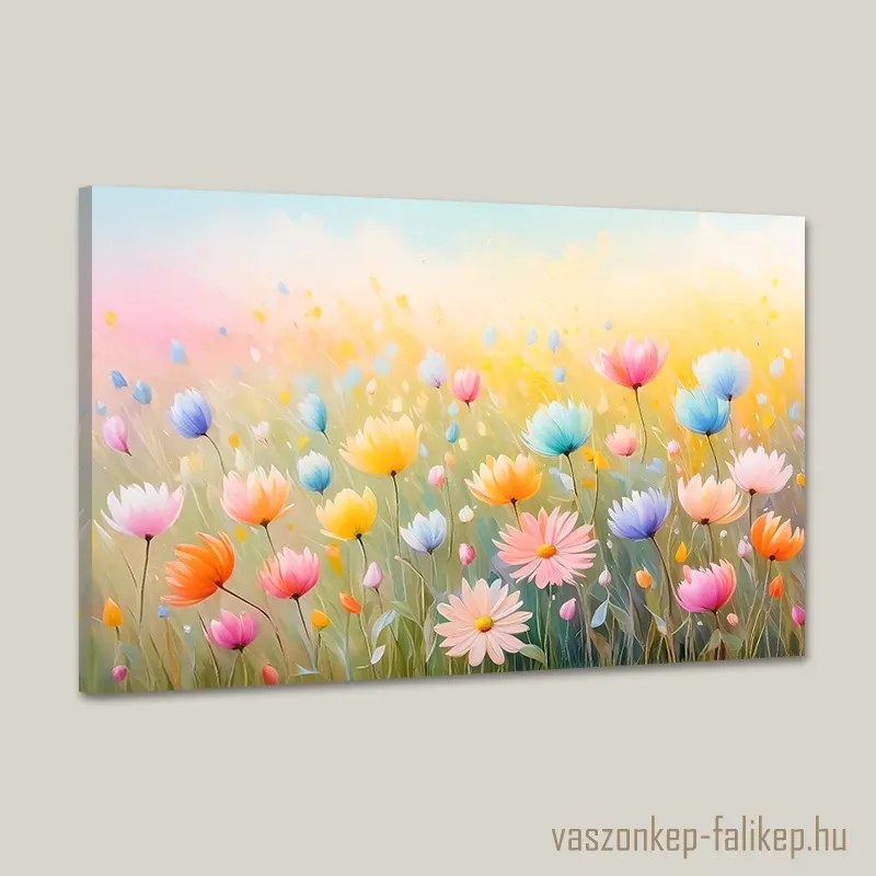 Színes virágok a réten 3 tájkép – természetes harmónia otthonra 60x40 cm