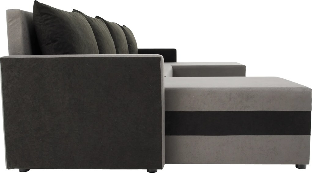 Univerzális ülőgarnitúra, szürke/fekete, PAULITA U