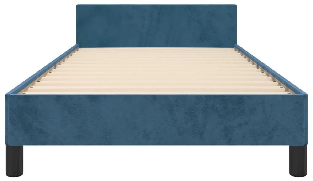 sötétkék bársony ágykeret matrac nélkül 90x190 cm
