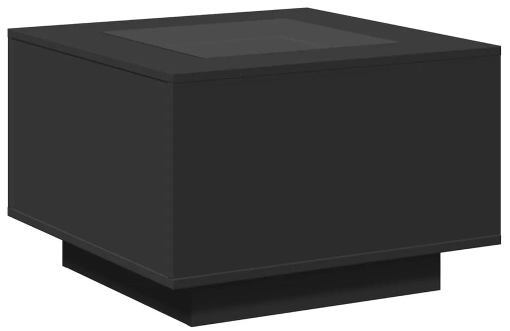 fekete szerelt fa dohányzóasztal LED-lámpákkal 60 x 60 x 40 cm