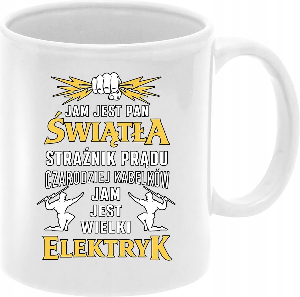 Ajándék bögre Villanyszerelőnek Az áram nem Ketyeg