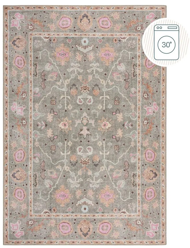 Világoszöld mosható szőnyeg 115x170 cm Una Floral – Flair Rugs
