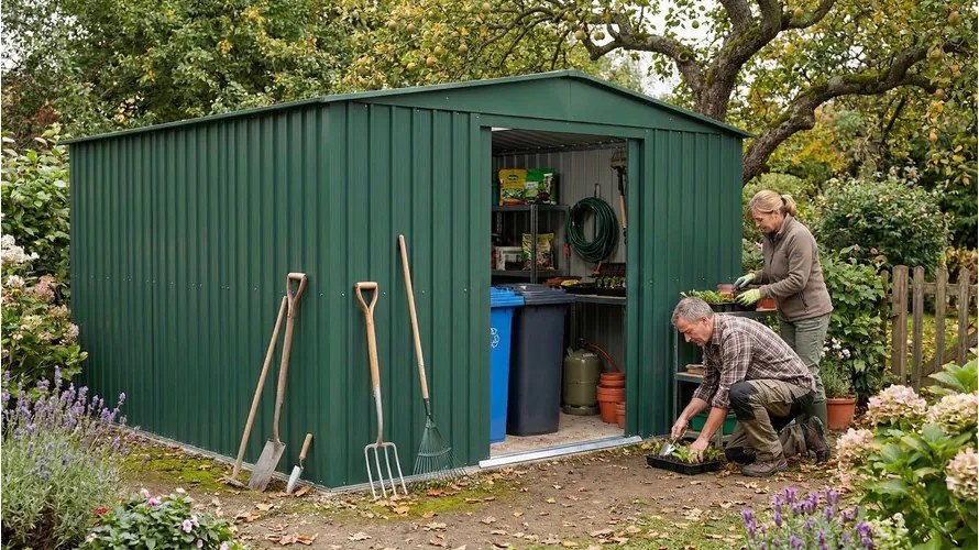 fém kerti ház GLOBEL 1012 ZÖLT + napfénytető LG2500