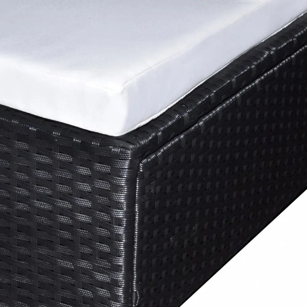 vidaXL 6-részes fekete polyrattan kerti bútorszett párnákkal