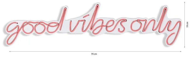 Műanyag LED-es fali dekoráció, Good Vibes Only - Pink