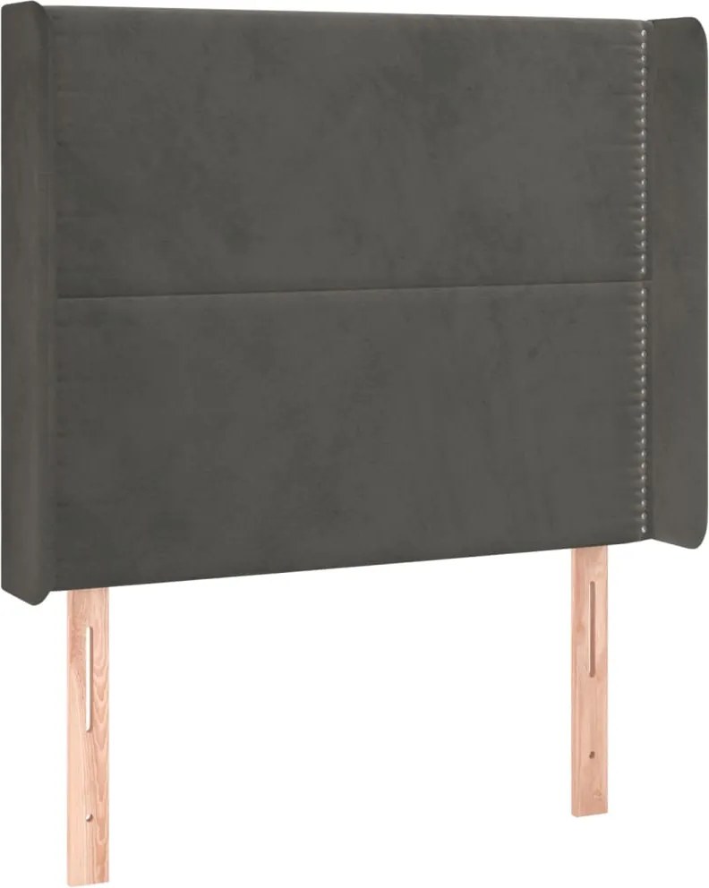 vidaXL sötétszürke bársony fejtámla szárnyakkal 83x16x118/128 cm