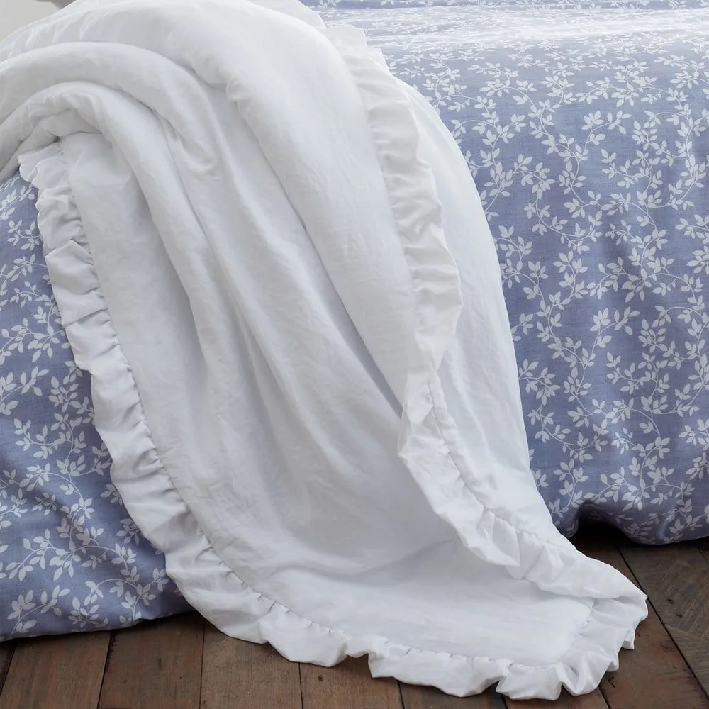 Fehér ágytakaró franciaágyra 220x230 cm Soft Washed Frill – Bianca