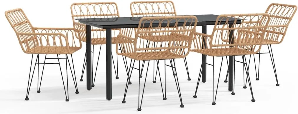 vidaXL 7 részes polirattan kerti étkezőgarnitúra