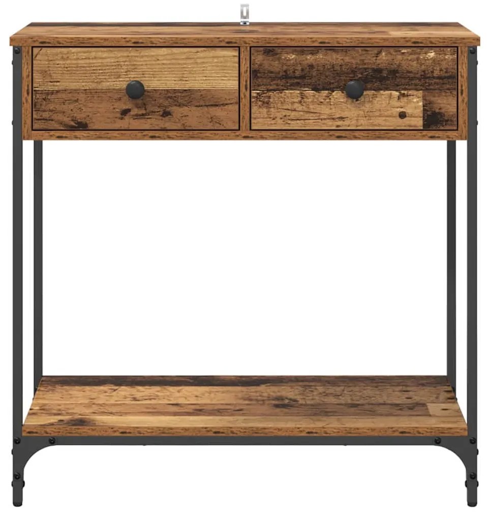 vidaXL Konzolasztal fiókkal Öreg fa 75 x 34,5 x 75 cm Faanyag