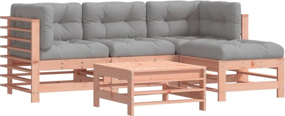 vidaXL 5 részes tömör duglászfenyő kerti társalgószett párnákkal