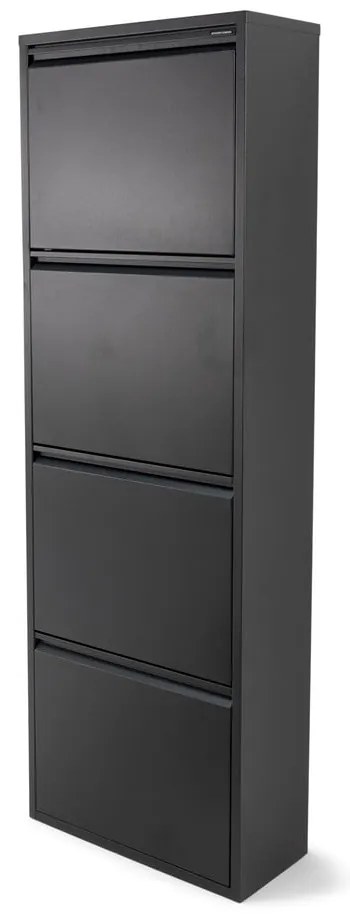 Fekete fém billenő ajtós cipőtartó 50x150x22 cm Billy – Spinder Design