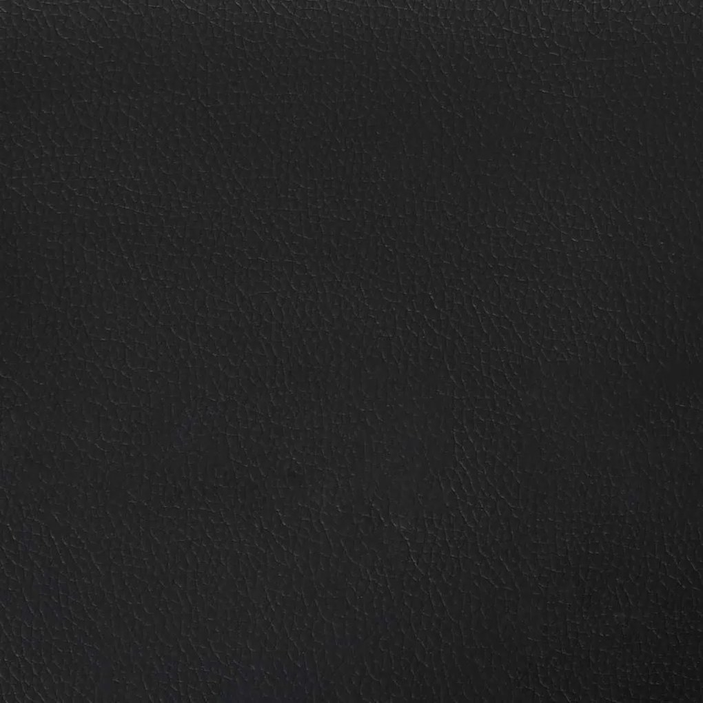 kétszemélyes, L alakú, fekete műbőr kanapé heverővel 125 cm