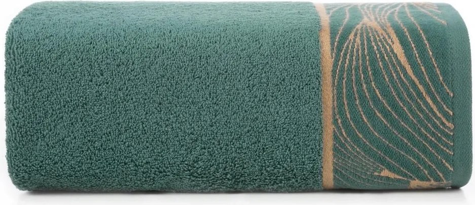 Törölköző 50x90 menta sötét levelek 500g/m2 frottír