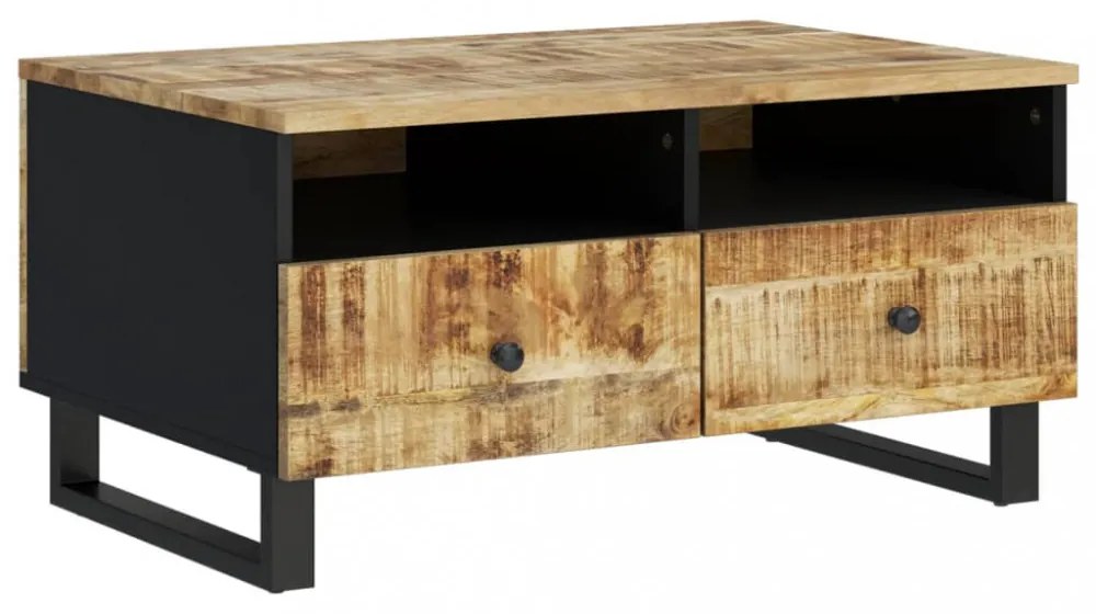 tömör mangófa és szerelt fa dohányzóasztal 80 x 54 x 40 cm
