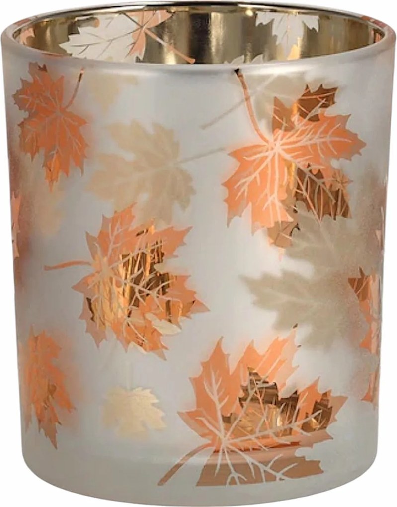 Nagy Üveg Lampion Gyertyatartó Ősz Levél Lakberendezés