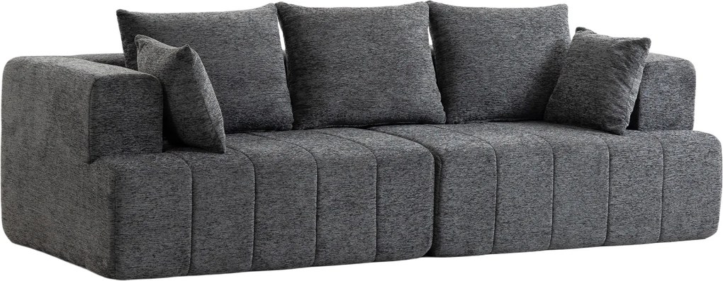 HOMCOM 3-személyes chenille kanapé, 248 cm, modern nappali kanapé mély párnázott ülőfelülettel és zsebrugókkal, széles karfák, 2 párna, csúszásmentes