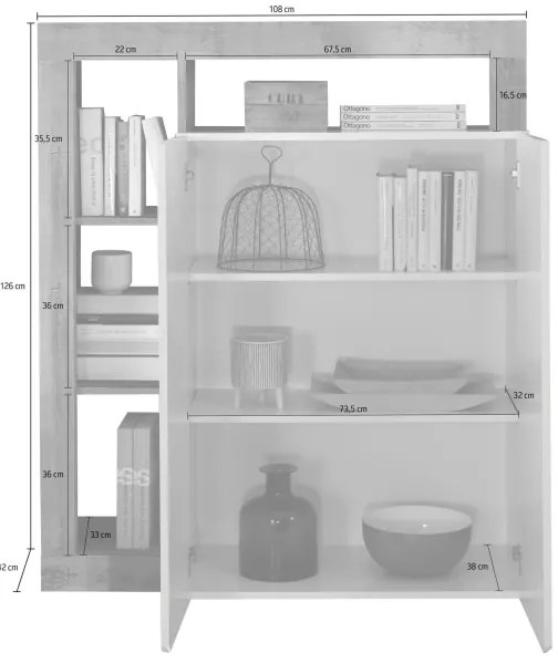 LENOR komód kasmír/tölgy