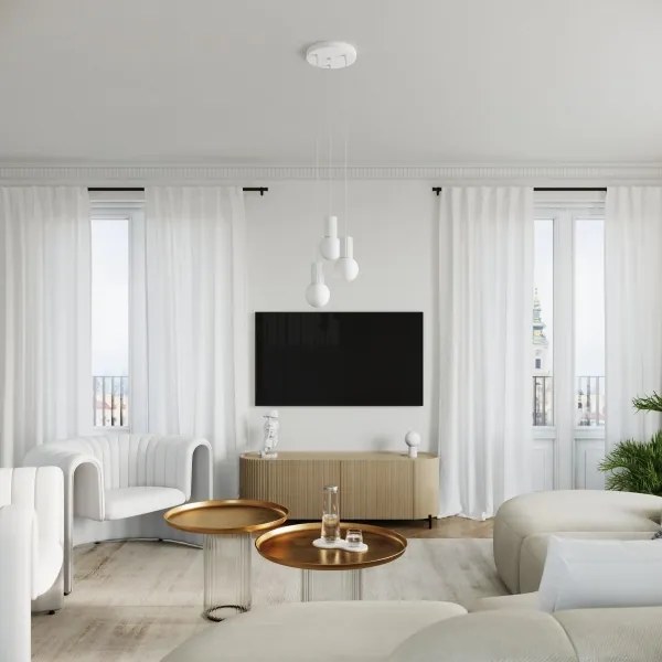 Sollux SL.1710 - Csillár zsinóron HALO 3xG9/8W/230V átm. 25 cm fehér