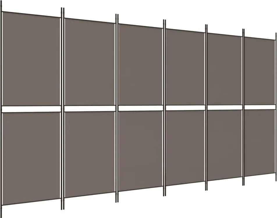 vidaXL 6 paneles antracitszürke szövet térelválasztó 300x200 cm