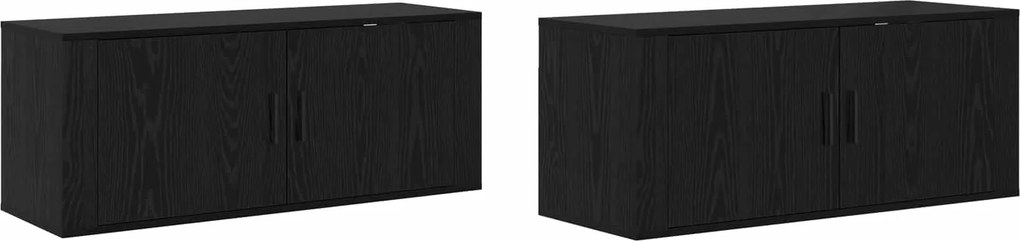 vidaXL Fali TV szekrény szett 2 pcs Fekete tölgy 100 x 34,5 x 40 cm