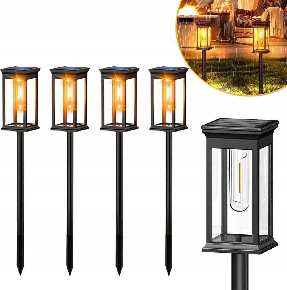 Napelemes kerti lámpák Led oszlop beszúrható fekete kerti barlang fehér meleg