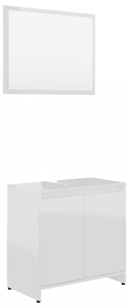 vidaXL magasfényű fehér szerelt fa fürdőszobai bútorszett