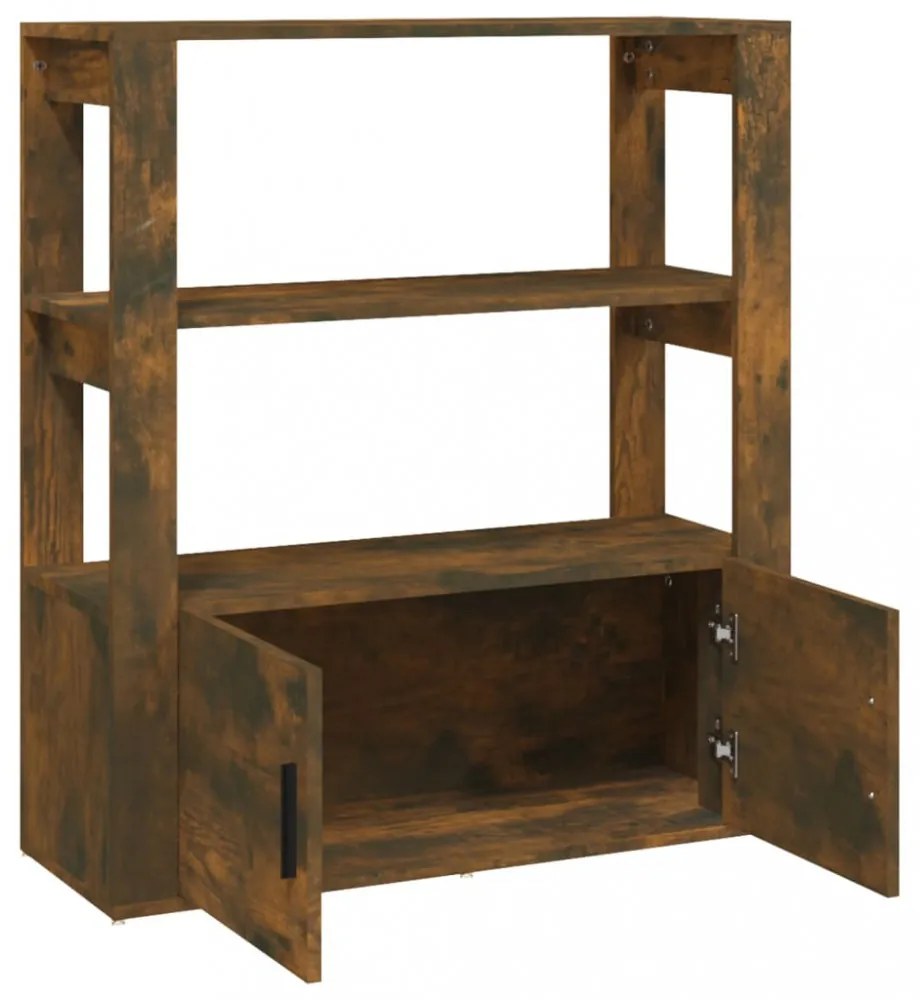füstös tölgy színű szerelt fa tálalószekrény 80x30x90 cm