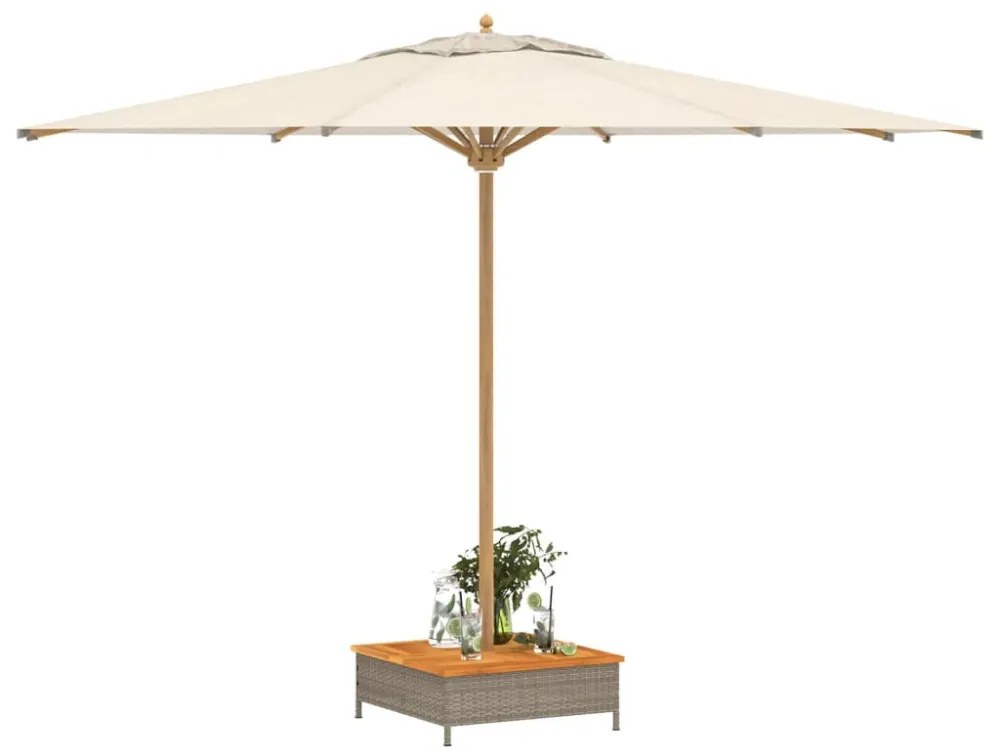 szürke polyrattan és akácfa napernyőtalp-burkolat 70x70x25 cm