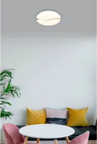 Globo 41790-18 Mennyezeti lámpa, fém fehér, műanyag fehér, fa barna, több szint fali kapcsolóval, színek rögzíthetők, memória funkció, ø: 330mm, M: 70mm, tartozék: LED 24W 230V, 2860lm forrás, 1910lm kimenet, CCT 3000/6000/4200K