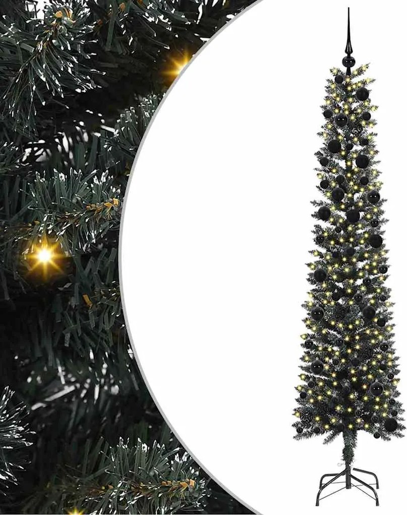vidaXL Mű karácsonyfa 300 LED-del Zöld 240 cm PVC és Műanyag és Acél