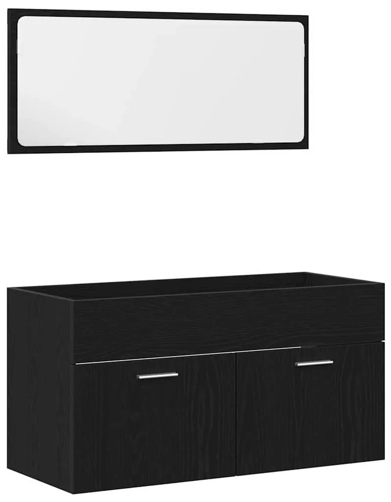 Fürdőszobai Bútor Szett 4 pcs Fekete tölgy 90 x 38,5 x 50 cm